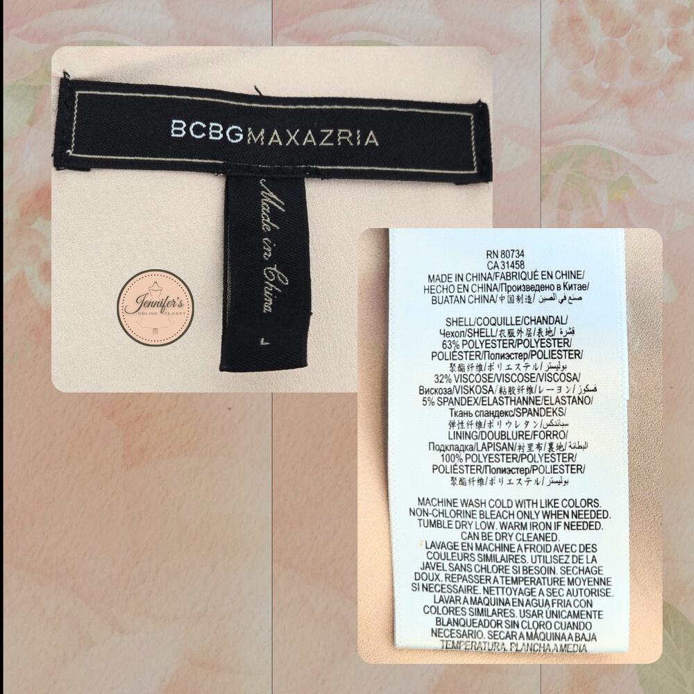 BCBGMaxAzria Bare Pink Layered V-Neck Sleeveless Peplum Top Size Large - Picture 8 of 13